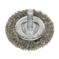 Brosse Fil Plat Serti Inox Ø50mm Axe Ø6mm