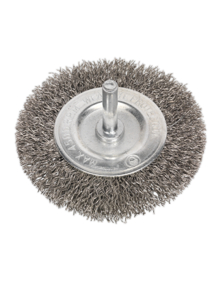 Crimped Flat Wire Brush Stainless Steel 75mm with 6mm Shaft