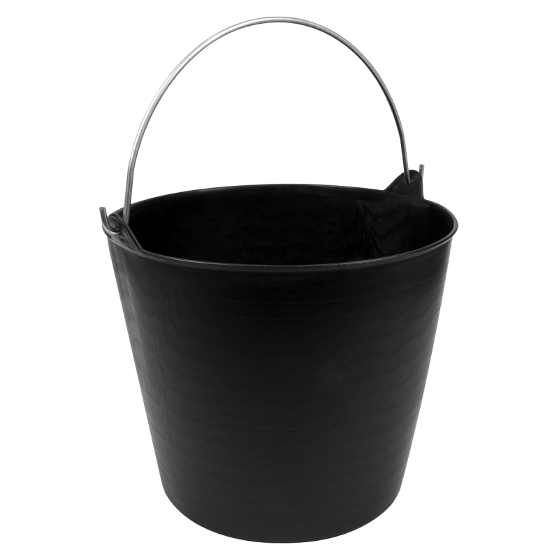 Heavy-Duty Flexi Tub 26L with Metal Handle - Black