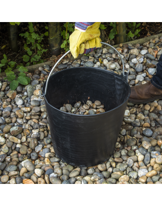 Baignoire Flexi robuste 26 L avec poignée en métal - Noir