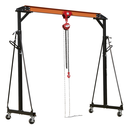 Portable Lifting Adjustable Gantry Crane 1 Tonne & Hoist Combo