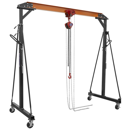 Portable Adjustable Gantry Crane with Geared Trolley Combo 1 Tonne