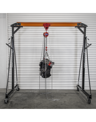 Portable Adjustable Gantry Crane with Geared Trolley Combo 1 Tonne