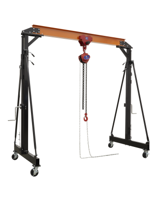 Portable Adjustable Gantry Crane with Geared Trolley Combo 2 Tonne