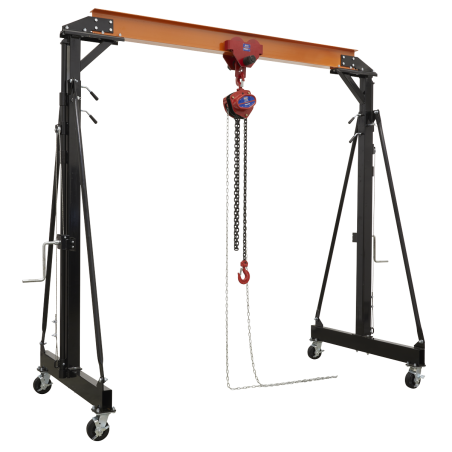 Portable Adjustable Gantry Crane with Geared Trolley Combo 2 Tonne