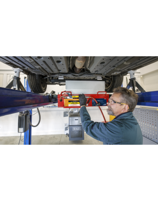 Poutre de levage pneumatique 2 tonnes avec rallonges de bras et supports à rouleaux plats