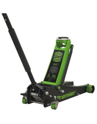 Premier Low Profile Trolley Jack with Rocket Lift 3 Tonne - Green