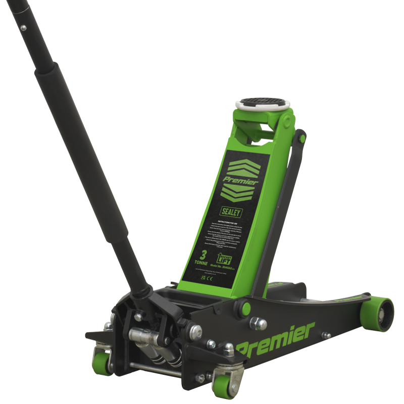 Premier Low Profile Trolley Jack with Rocket Lift 3 Tonne - Green