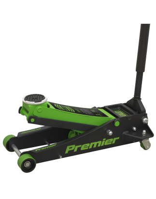 Premier Low Profile Trolley Jack with Rocket Lift 3 Tonne - Green