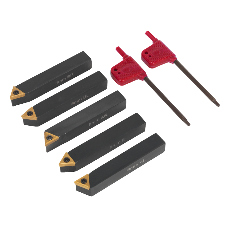 Indexable Lathe Turning Tool Set 8mm 5pc