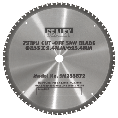 Cut-Off Saw Blade Ø355 x 2.4mm/Ø25.4mm 72tpu