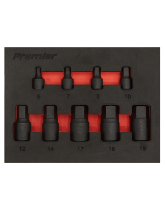 Low Profile Impact Hex Socket Bit Set 1/4" & 3/8" Sq. Drive 9pc - Metric