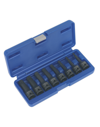 Spline Impact Socket Bit Set 8pc 1/2"Sq Drive