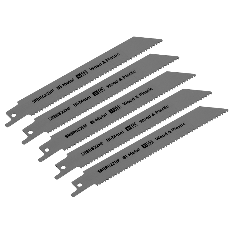 Reciprocating Saw Blade Wood & Plastics 150mm 10tpi - Pack of 5