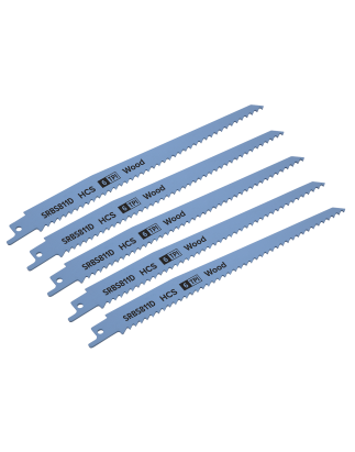 Reciprocating Saw Blade Clean Wood 200mm 6tpi - Pack of 5