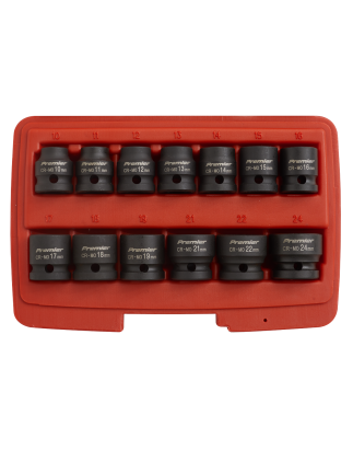 Impact Socket Set 13pc 1/2"Sq Drive Low Profile Metric