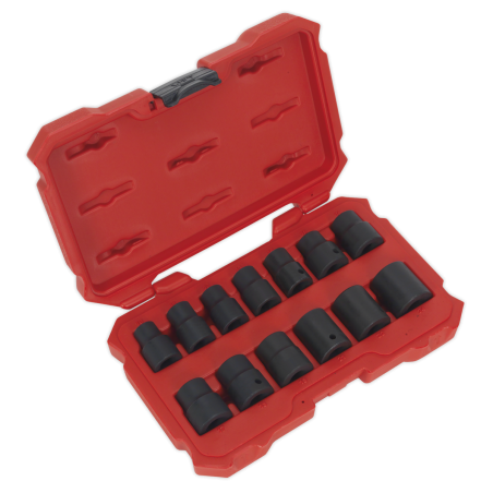 Impact Socket Set 13pc 1/2"Sq Drive Lock-On™ 6pt Metric