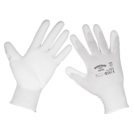 Worksafe® White Precision Grip Gloves, Large - Pack of 6 Pairs