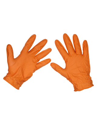 Gants en nitrile très épais Diamond Grip, non poudrés, orange, grand - paquet de 50