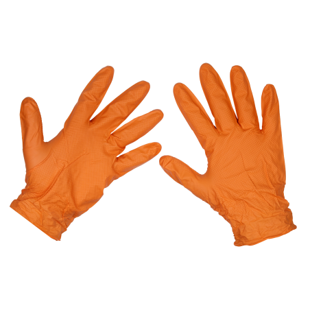 Gants en nitrile très épais Diamond Grip, non poudrés, orange, grand - paquet de 50