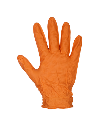 Diamond Grip Extra-Thick Nitrile Powder-Free Gloves, Orange, Large - Pack of 50