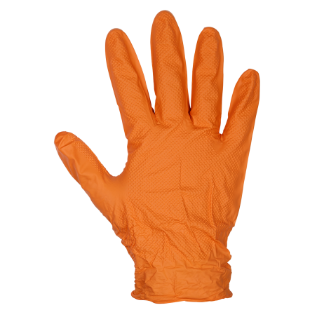 Diamond Grip Extra-Thick Nitrile Powder-Free Gloves, Orange, Large - Pack of 50