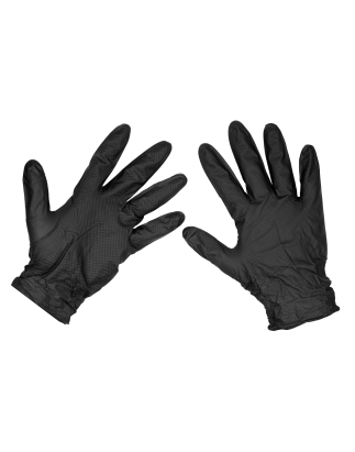 Gants en nitrile très épais Diamond Grip, non poudrés, noirs, grand - paquet de 50