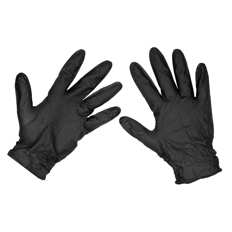 Gants en nitrile très épais Diamond Grip, non poudrés, noirs, grand - paquet de 50