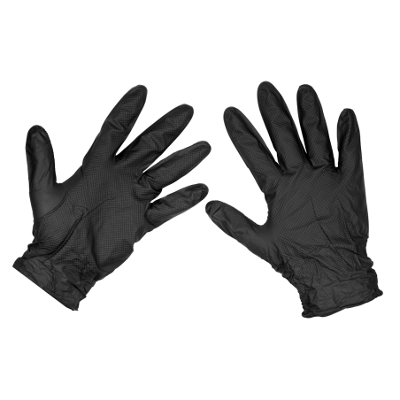 Gants en nitrile très épais Diamond Grip, non poudrés, noirs, grand - paquet de 50