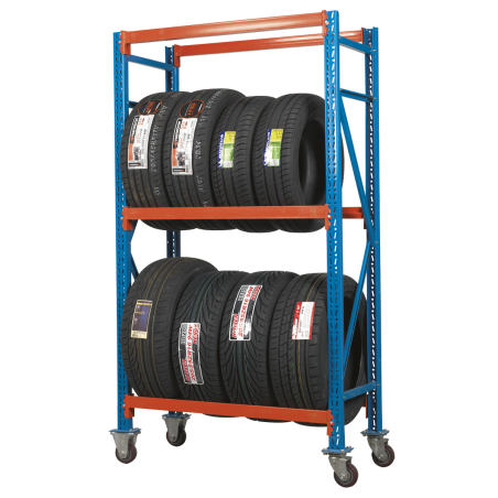 2-Level Mobile Tyre Rack 200kg Capacity Per Level