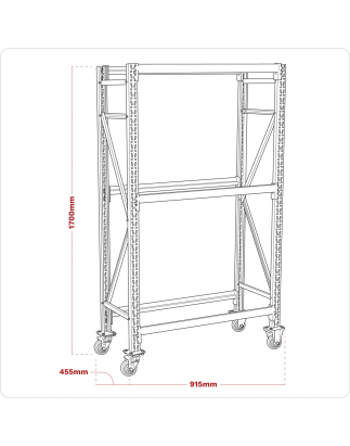 2-Level Mobile Tyre Rack 200kg Capacity Per Level