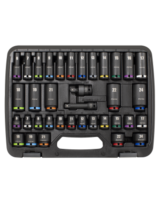 Impact Socket Set 3/8"Sq Drive 36pc