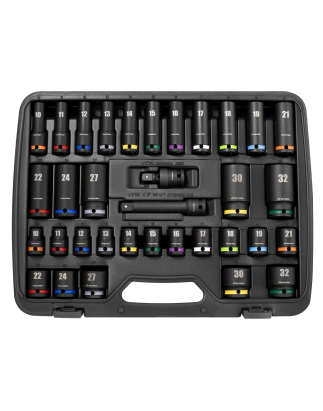 Impact Socket Set 1/2"Sq Drive 34pc