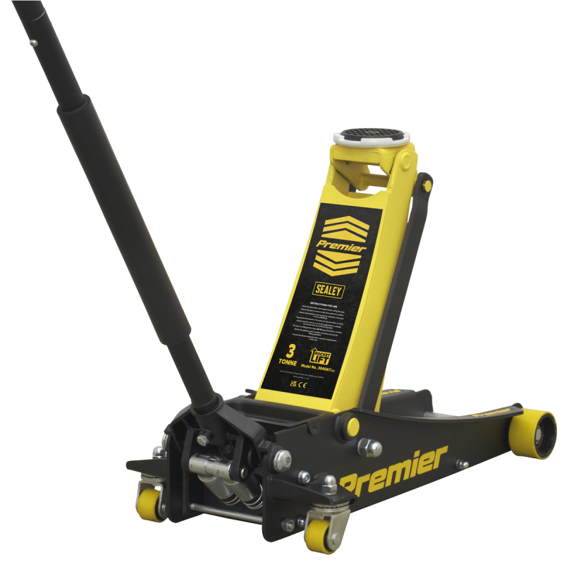 Premier Low Profile Trolley Jack with Rocket Lift 3 Tonne - Yellow