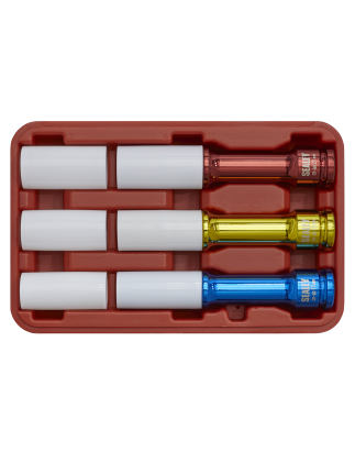 Alloy Wheel Long Reach Impact Socket Set 3pc 1/2"Sq Drive