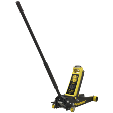 Premier Low Profile Trolley Jack with Rocket Lift 3 Tonne - Yellow