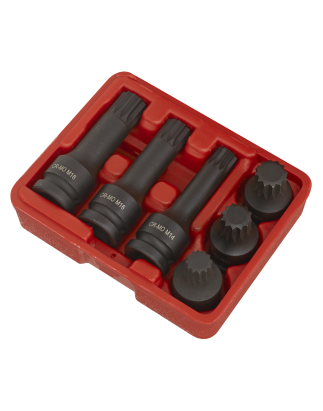 Impact Spline Socket Bit Set 6pc 1/2"Sq Drive