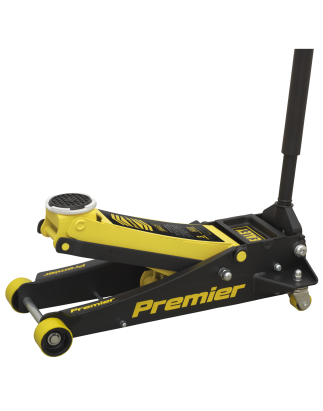 Premier Low Profile Trolley Jack with Rocket Lift 3 Tonne - Yellow