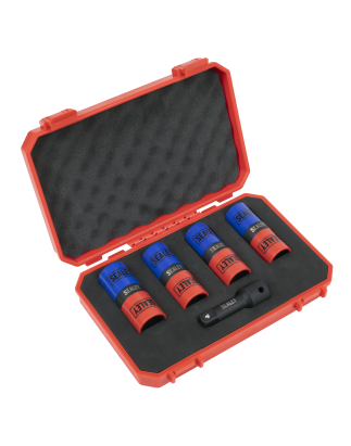 5pc Double Ended Impact Socket Set 1/2"Sq Drive Alloy Wheel 18.5 x 19.5, 19 x 21, 21 x 21.5, 22 x 22.5mm