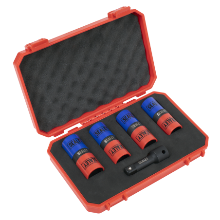 5pc Double Ended Impact Socket Set 1/2"Sq Drive Alloy Wheel 18.5 x 19.5, 19 x 21, 21 x 21.5, 22 x 22.5mm