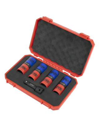 5pc Double Ended Impact Socket Set 1/2"Sq Drive Alloy Wheel 18.5 x 19.5, 19 x 21, 21 x 21.5, 22 x 22.5mm