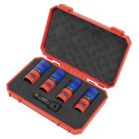 5pc Double Ended Impact Socket Set 1/2"Sq Drive Alloy Wheel 18.5 x 19.5, 19 x 21, 21 x 21.5, 22 x 22.5mm