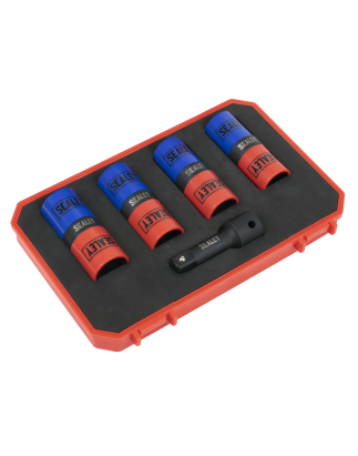 5pc Double Ended Impact Socket Set 1/2"Sq Drive Alloy Wheel 18.5 x 19.5, 19 x 21, 21 x 21.5, 22 x 22.5mm