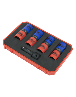 5pc Double Ended Impact Socket Set 1/2"Sq Drive Alloy Wheel 18.5 x 19.5, 19 x 21, 21 x 21.5, 22 x 22.5mm