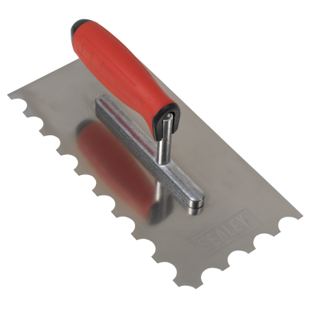 Stainless Steel 270mm Semicircle Tooth Trowel - Rubber Handle - Aluminium Foot