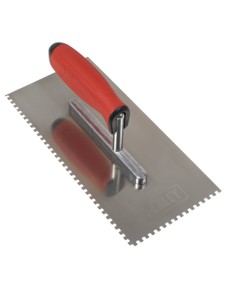 Stainless Steel 270mm Notched Trowel - Rubber Handle - 4mm