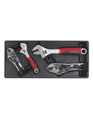 Tool Tray with Locking Pliers & Adjustable Wrench Set 4pc