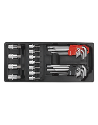 Tool Tray with Hex/Ball-End Hex Keys & Socket Bit Set 29pc