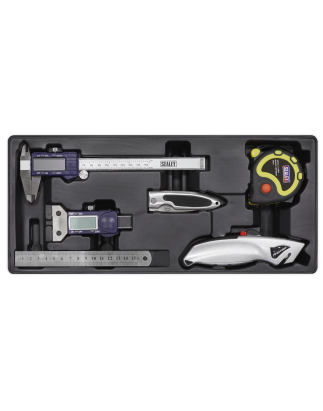 Plateau à outils avec ensemble de mesure et de découpe 6 pièces