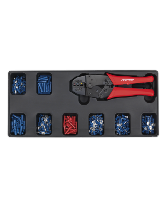 Tool Tray with Ratchet Crimper & 325 Assorted Insulated Terminal Set